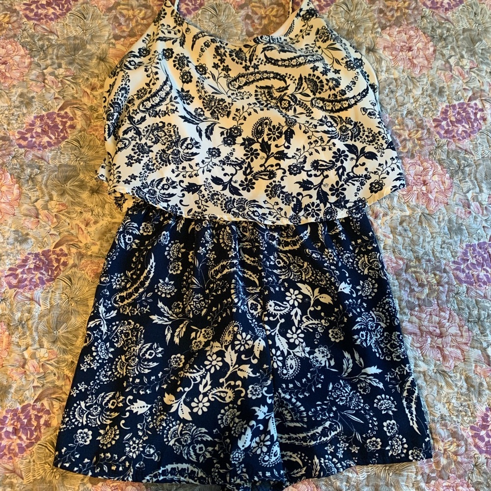 Blue and white Romper